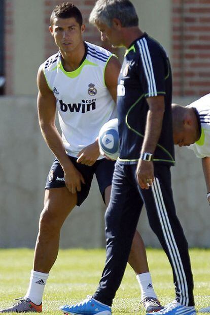 Mourinho y Cristiano durante un entrenamiento.