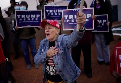 Una seguidora de Donald Trump, en una protesta por los resultados de las elecciones, el pasado noviembre en Las Vegas.