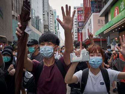 Manifestantes en Hong Kong, este miércoles.