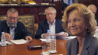 De izquierda a derecha, Méndez, Fernández Toxo y Salgado, en septiembre de 2009.