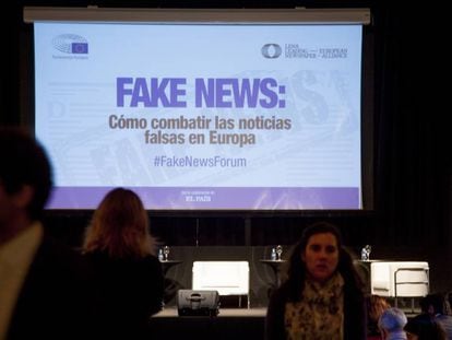 Imatge del fòrum 'Fake News', al Parlament Europeu, l'any passat.