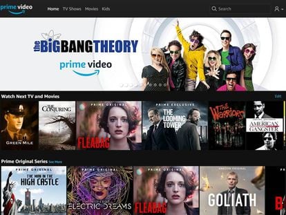 El menú de Amazon Prime Video.