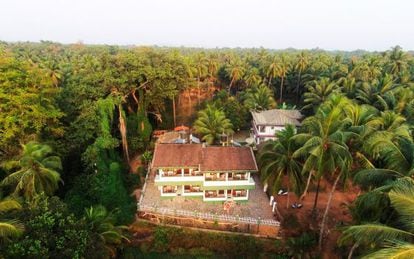 Vista a&eacute;rea de Heaven Goa, un peque&ntilde;o &#039;bed &amp; breakfast&#039; ubicado en  Benaulim, en el estado indio de Goa.  