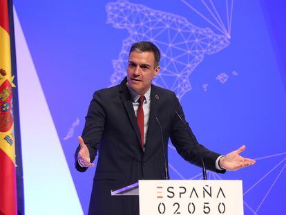 El presidente del Gobierno, Pedro Sánchez, durante la presentación del proyecto España 2050 en mayo.