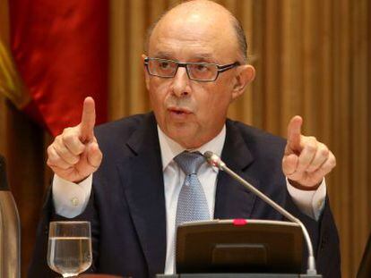 Cristobal Montoro, ministro de Hacienda, en la presentaci&oacute;n de los Presupuestos.