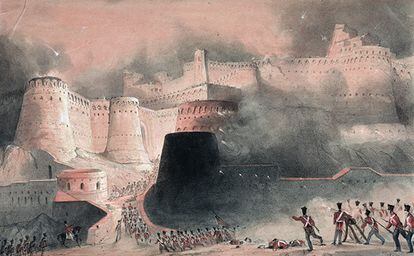 Tropas británicas atacan la fortaleza de Kabul en la Primer Guerra Afgana.
