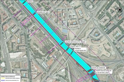 Así será la senda peatonal unirá Madrid Río y el Parque Lineal del Manzanares, según uno de los planos de la memoria técnica del proyecto.