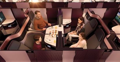 El interior de la nueva clase business de Qatar Airways.