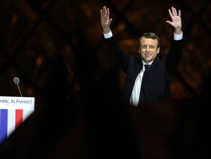 Emmanuel Macron celebra su victoria el pasado domingo en la esplanada del Louvre.