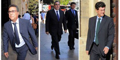Enrique Ortiz, Vicente Cotino y Enrique Gimeno, a las puertas del Tribunal Superior de Justicia valenciano.