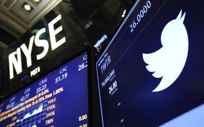 Logo de Twitter en un monitor del New York Stock Exchange