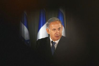 Netanyahu en una rueda de prensa el domingo.