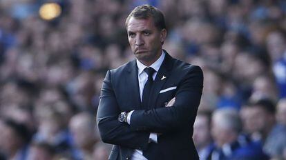 Rodgers durante el Everton-Liverpool.
