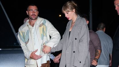 Travis Kelce y Taylor Swift, la noche del 15 de octubre de 2023 en Nueva York.