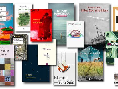 Las portadas de la selección de los mejores libros del siglo XXI en catalán, gallego y euskera.