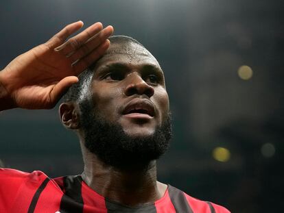 Franck Kessie celebra un gol con el Milan la pasada temporada.