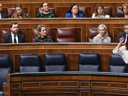 La ministra de Igualdad, Irene Montero, durante la sesión de control al Gobierno celebrada este miércoles en el Congreso.