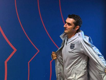 Valverde, en la sala de prensa de la Ciudad Deportiva del Barcelona.