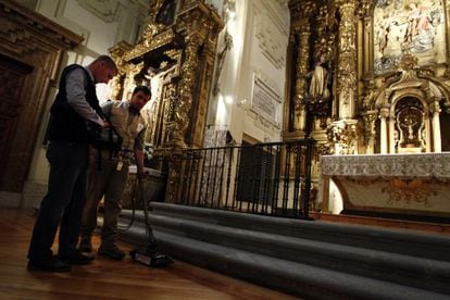 Trabajos con georradar en el convento de las Trinitarias Descalzas de Madrid.