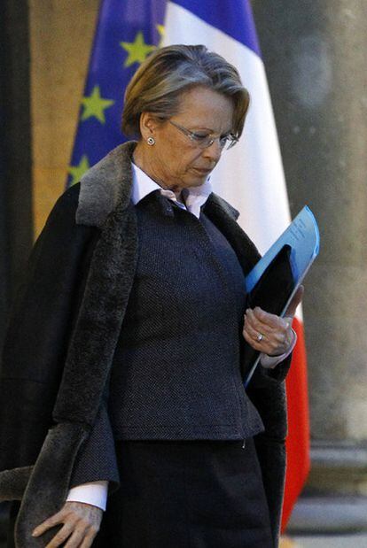 Michèle Alliot-Marie, el martes en el palacio del Elíseo, en París.