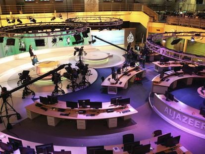 Imagen archivo del estudio de Al-Jazeera International en Doha, Qatar. 