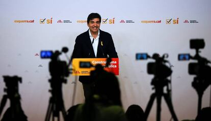 El portavoz de ERC, Sergi Sabrià, en la rueda de prensa del partido
