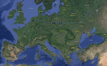Esta es la ruta continental que ha seguido Tina en un mes.