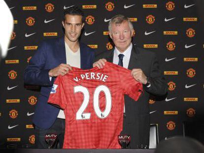 Van Persie, presentado ayer por Alex Ferguson como nuevo jugador del Manchester United.