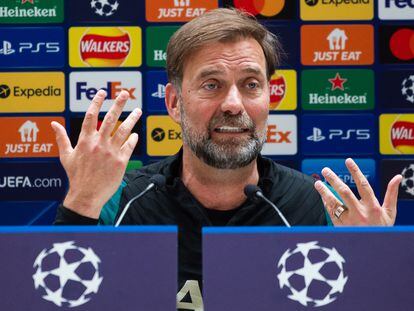 Jürgen Klopp, durante su comparecencia de este miércoles para hablar de la final de la Liga de Campeones del próximo sábado en París entre el Real Madrid y el Liverpool.
