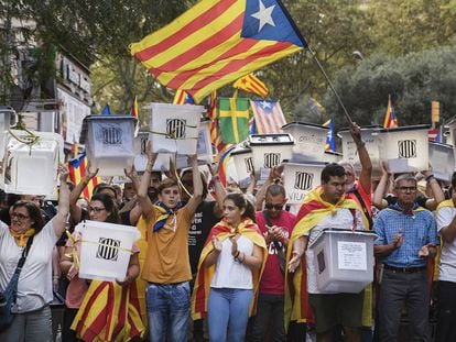 Manifestación a favor del referéndum independentista, el pasado 1 de octubre en Barcelona.