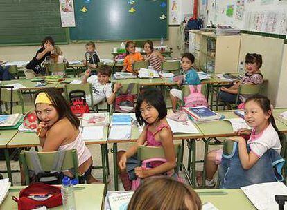 Alumnos del colegio Cancelada, en Estepona (Málaga).