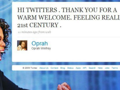 Primer tuit de Oprah Winfrey.