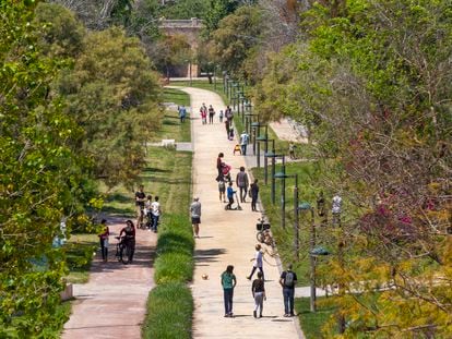 El parque del cauce del Turia, en Valencia, el pasado 12 de julio.