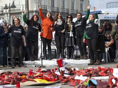Concentraci&oacute;n contra la violencia machista en la Puerta del Sol de Madrid.