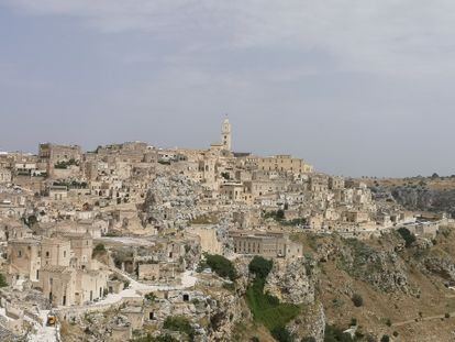Vista de Matera, tal y como aparece llegando a la ciudad desde la Vía Lucana.