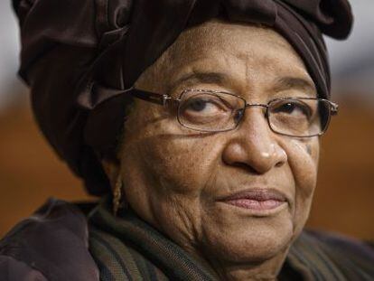 La presidenta de Libèria, Ellen Johnson Sirleaf, el 26 de febrer a Washington.