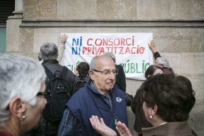Protesta contra el consorcio del hospital Cl&iacute;nic de Barcelona. 