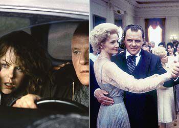 Hopkins, en el papel de Richard Nixon, a la izquierda, y, acompañado de Nicole Kidman, en <i>La mancha humana</i>.