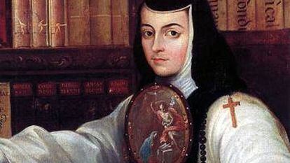 Fragmento del retrato de Sor Juana Inés de la Cruz. Miguel Cabrera.