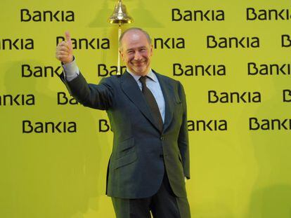 Rodrigo Rato, entonces presidente de Bankia, el d&iacute;a de la salida a Bolsa de la entidad. 