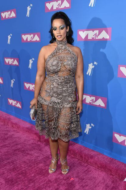 Dascha Polanco, de Orange is the new black, en la alfombra roja de los premios MTV VMA's 2018.
