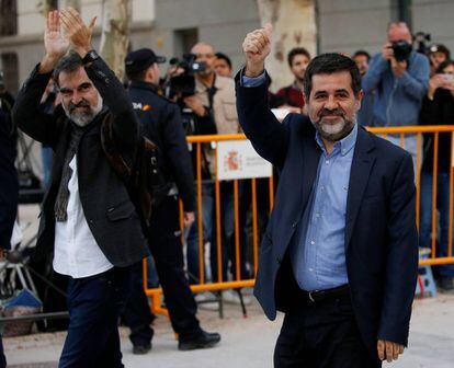 Jordi Cuixart (izquierda) y Jordi Sanchez (derecha) este lunes.