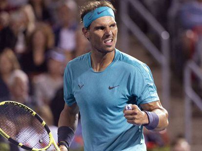 Nadal celebra un punto durante el partido ante Fognini.
