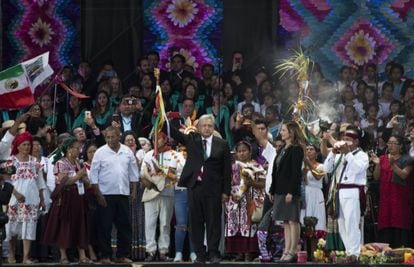 López Obrador el 1 de diciembre de 2018 en el Zócalo.