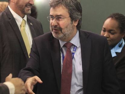 Juan Jiménez durante un acto en Honduras días antes de su dimisión
