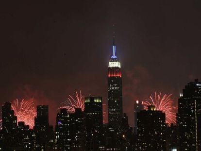 El Empire State Building, iluminado durante la celebraci&oacute;n del 4 de julio.