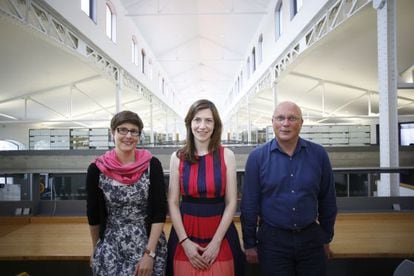 Anja Flicker, Jill Bourne y Kari Lämsä, en la Casa del Lector en Madrid.