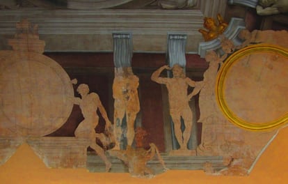Detalle de la obra inacabada de Mengs que puede verse estos días de forma excepcional en el Palacio de Aranjuez.