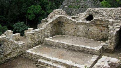 Imagen del teatro maya descubierto en Chiapas.