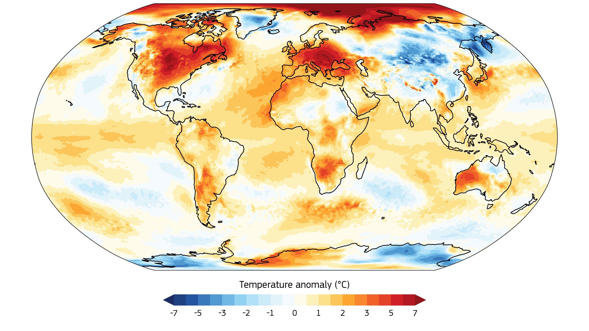 Anomalías de las temperaturas en febrero de 2024 respecto al periodo de referencia 1991-2020. 